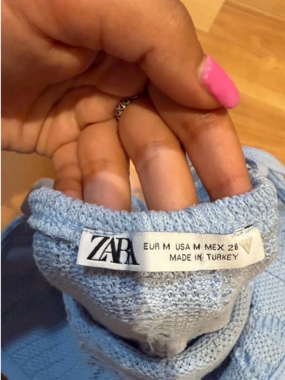 Zara Cable Knit Bandeau Bralette - Light Blue - Picture 2 of 2